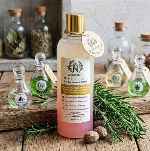 Nirdhushine Rose Mary shampoo with fresh rosemary and herbal extracts